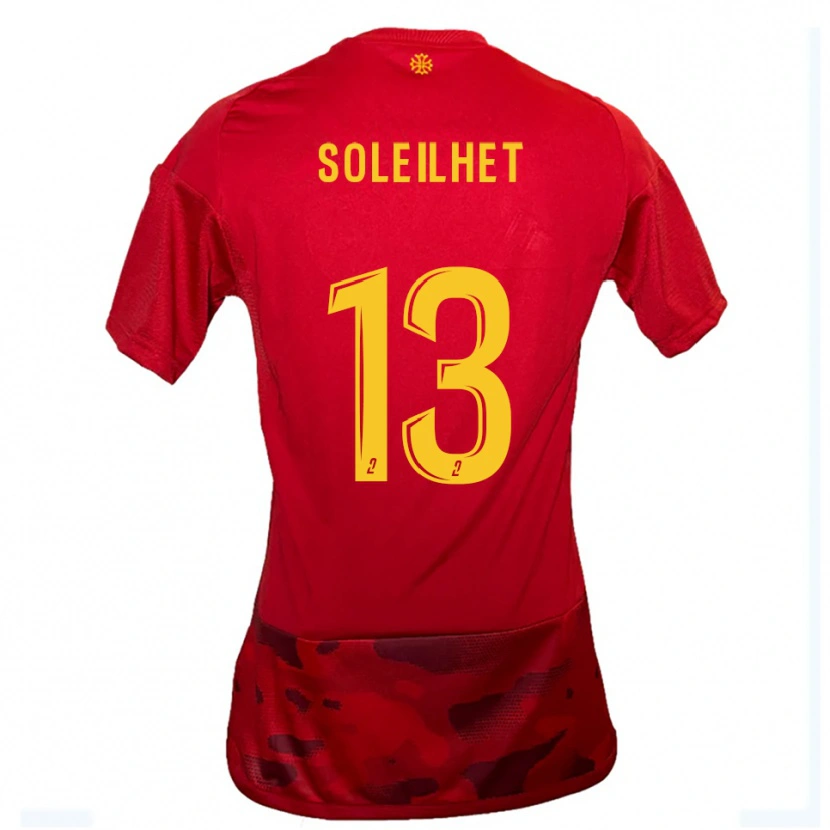 Danxen Hombre Camiseta Alicia Soleilhet #13 Rojo Amarillo 1ª Equipación 2025/26 La Camisa México