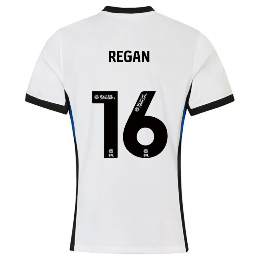 Danxen Hombre Camiseta Rory Regan #16 Blanco Azul 2ª Equipación 2025/26 La Camisa México