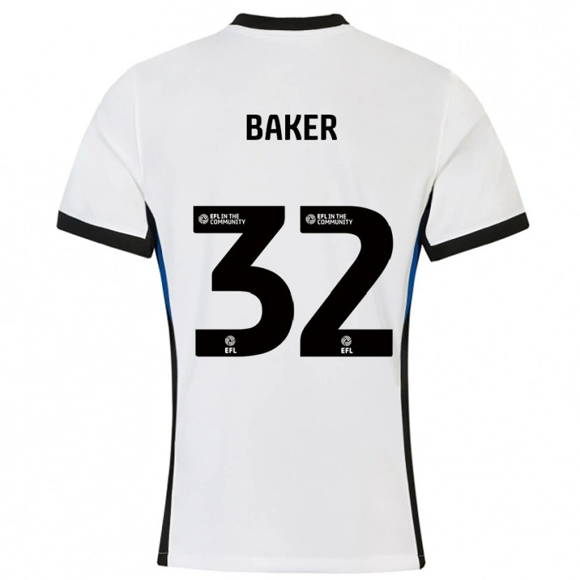 Danxen Hombre Camiseta Ava Baker #32 Blanco Azul 2ª Equipación 2025/26 La Camisa México