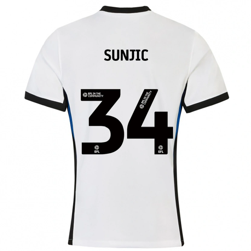 Danxen Hombre Camiseta Ivan Sunjic #34 Blanco Azul 2ª Equipación 2025/26 La Camisa México