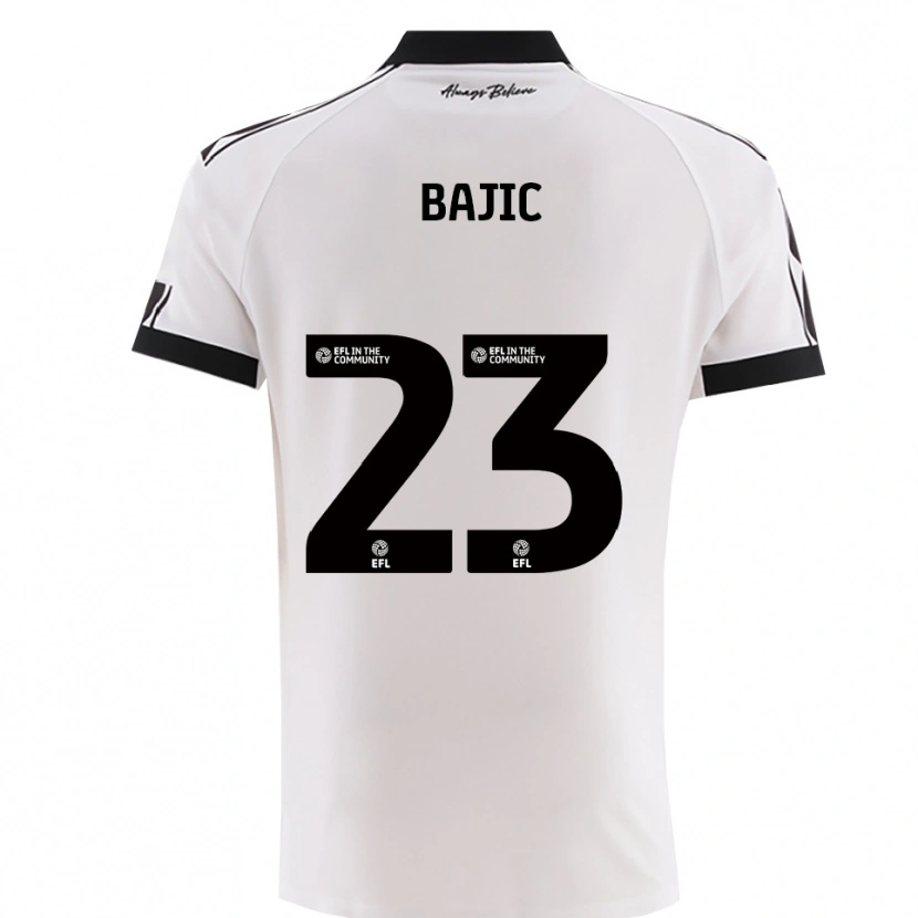 Danxen Hombre Camiseta Stefan Bajic #23 Blanco Negro 2ª Equipación 2025/26 La Camisa México