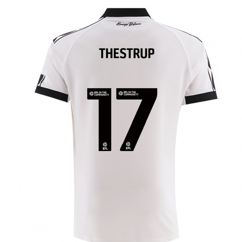 Danxen Hombre Camiseta Amalie Thestrup #17 Blanco Negro 2ª Equipación 2025/26 La Camisa México