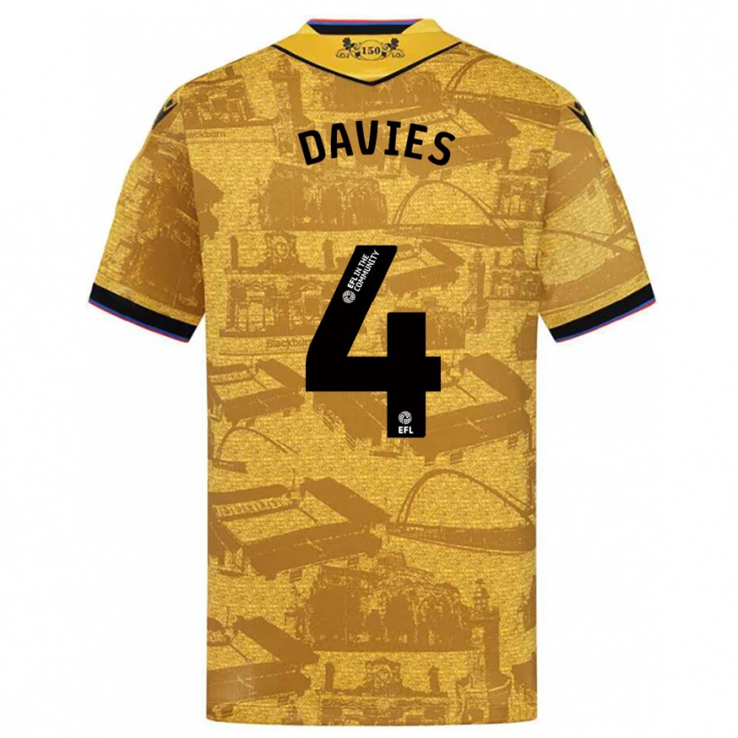 Danxen Hombre Camiseta Max Davies #4 Oro Negro 2ª Equipación 2025/26 La Camisa México