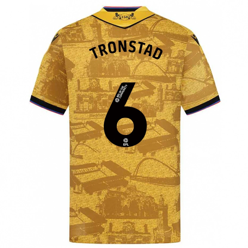 Danxen Hombre Camiseta Sondre Tronstad #6 Oro Negro 2ª Equipación 2025/26 La Camisa México
