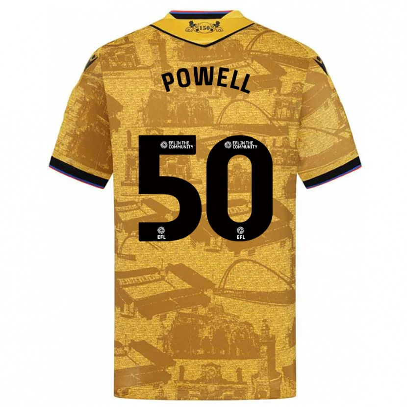 Danxen Hombre Camiseta Brandon Powell #50 Oro Negro 2ª Equipación 2025/26 La Camisa México
