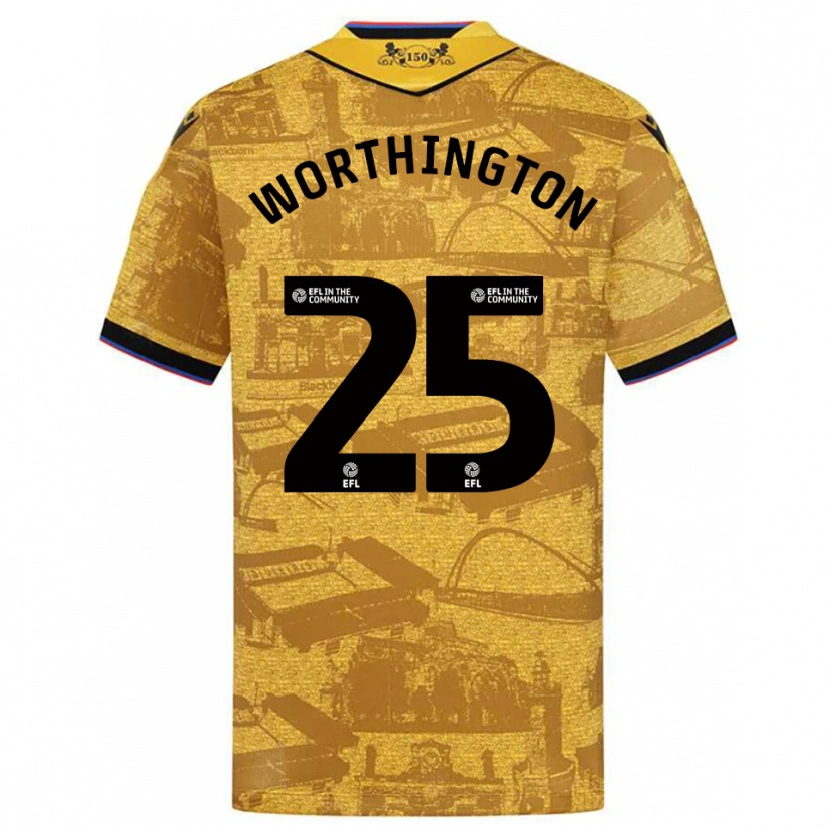 Danxen Hombre Camiseta Nicola Worthington #25 Oro Negro 2ª Equipación 2025/26 La Camisa México