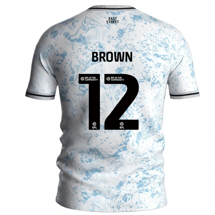 Danxen Hombre Camiseta Ethan Brown #12 Blanco Azul Celeste 2ª Equipación 2025/26 La Camisa México