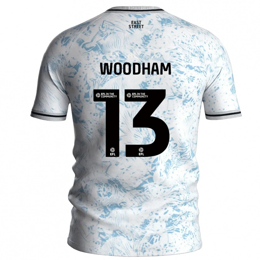 Danxen Hombre Camiseta Finley Woodham #13 Blanco Azul Celeste 2ª Equipación 2025/26 La Camisa México