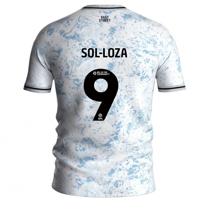 Danxen Hombre Camiseta Emmanuel Sol-Loza #9 Blanco Azul Celeste 2ª Equipación 2025/26 La Camisa México