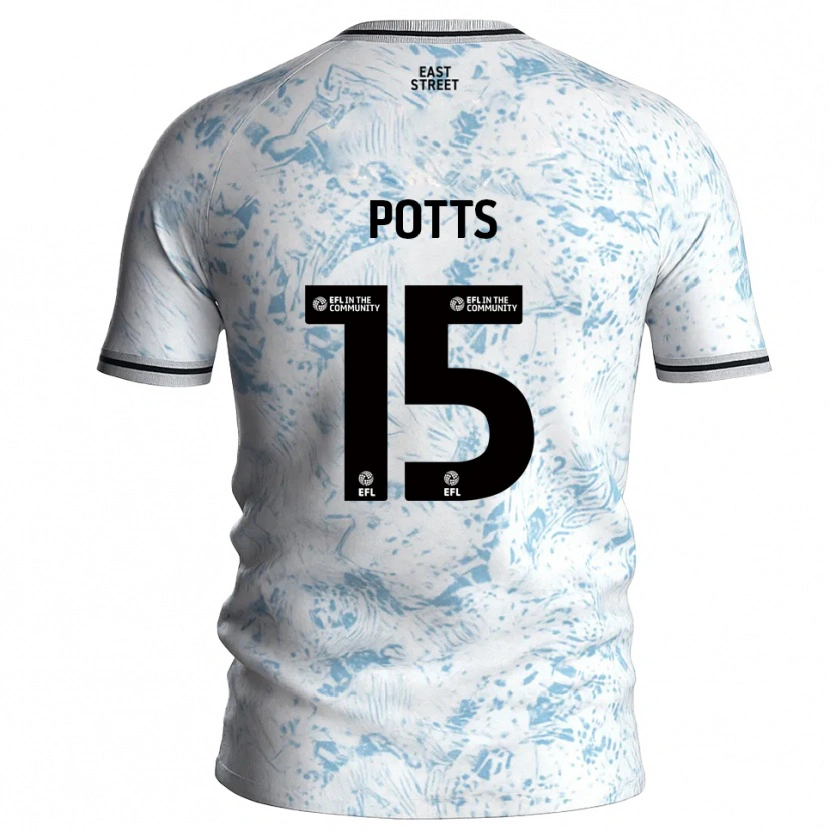 Danxen Hombre Camiseta Dan Potts #15 Blanco Azul Celeste 2ª Equipación 2025/26 La Camisa México
