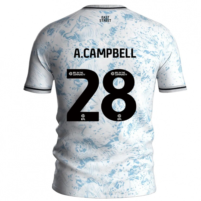 Danxen Hombre Camiseta Allan Campbell #28 Blanco Azul Celeste 2ª Equipación 2025/26 La Camisa México