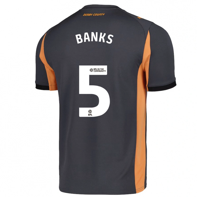 Danxen Hombre Camiseta Luke Banks #5 Gris Naranja Negro 2ª Equipación 2025/26 La Camisa México
