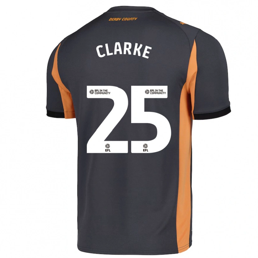 Danxen Hombre Camiseta Matt Clarke #25 Gris Naranja Negro 2ª Equipación 2025/26 La Camisa México