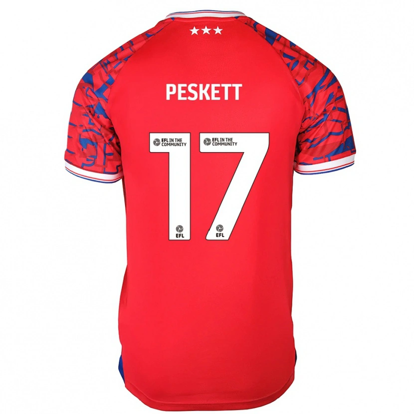 Danxen Hombre Camiseta Sophie Peskett #17 Rojo Azul 2ª Equipación 2025/26 La Camisa México