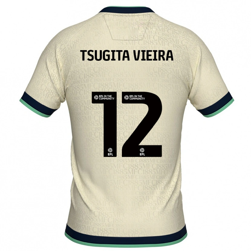 Danxen Hombre Camiseta Sacha Tsugita Vieira #12 Champán Azul Marino 2ª Equipación 2025/26 La Camisa México