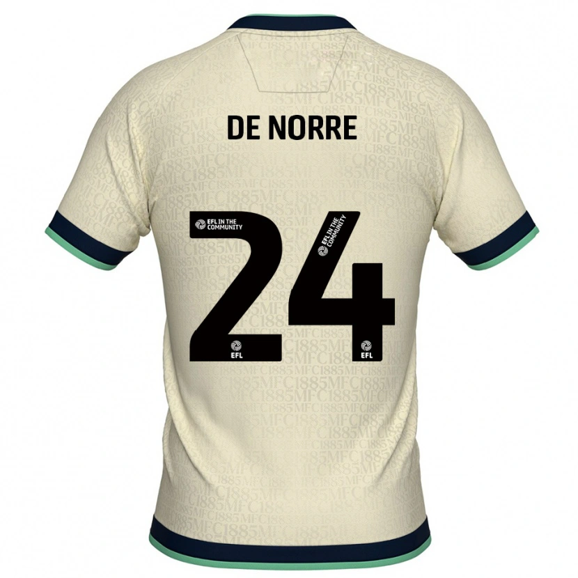 Danxen Hombre Camiseta Casper De Norre #24 Champán Azul Marino 2ª Equipación 2025/26 La Camisa México