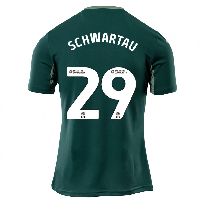 Danxen Hombre Camiseta Oscar Schwartau #29 Verde Blanco Púrpura 2ª Equipación 2025/26 La Camisa México