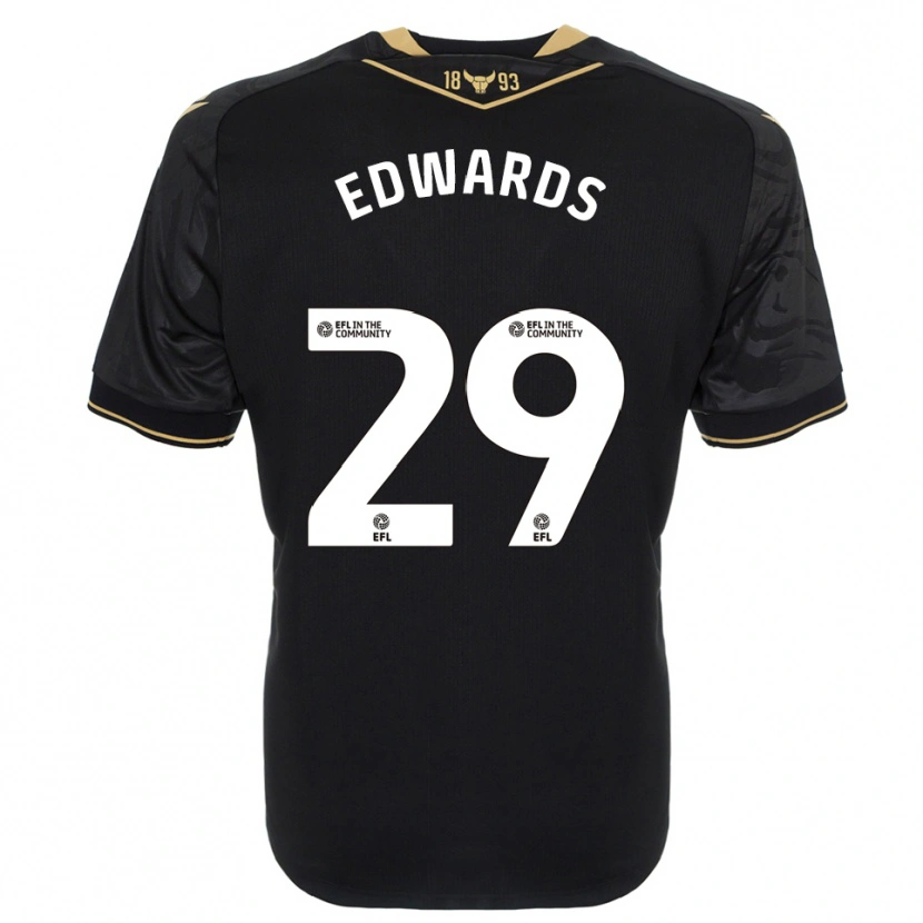 Danxen Hombre Camiseta Kyle Edwards #29 Negro Oro 2ª Equipación 2025/26 La Camisa México