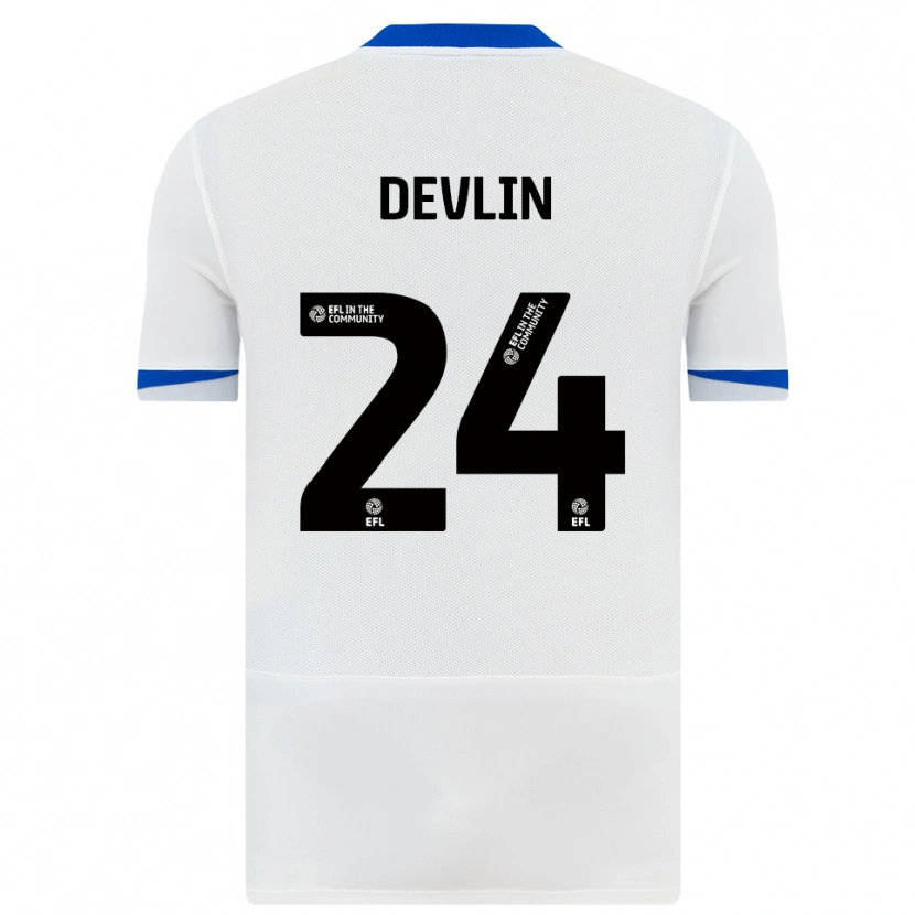 Danxen Hombre Camiseta Terry Devlin #24 Blanco Negro 2ª Equipación 2025/26 La Camisa México