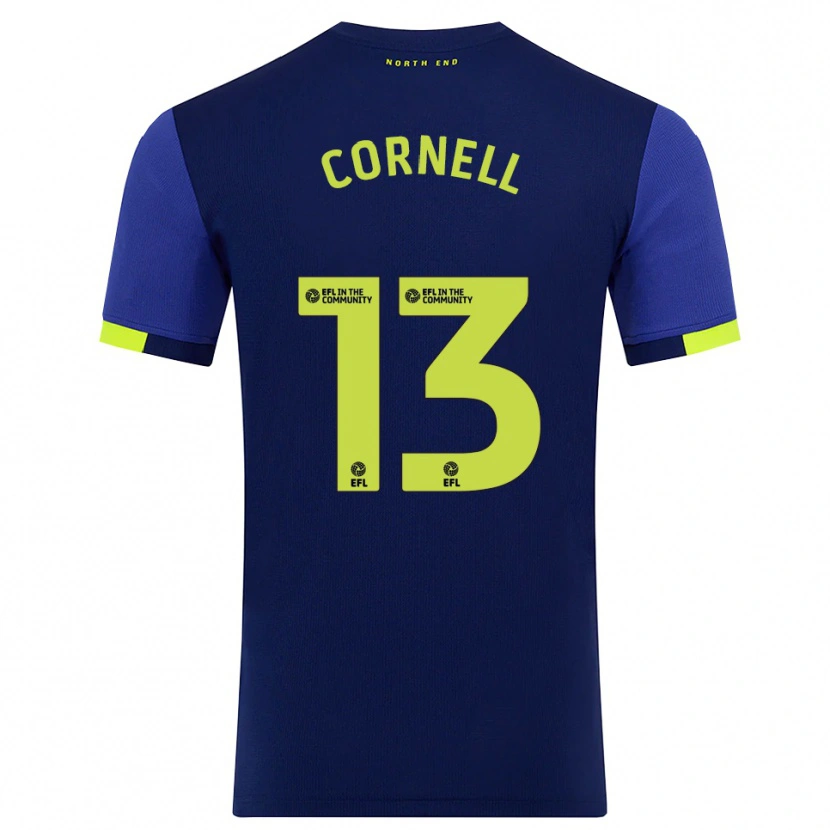 Danxen Hombre Camiseta David Cornell #13 Azul Marino Amarillo 2ª Equipación 2025/26 La Camisa México