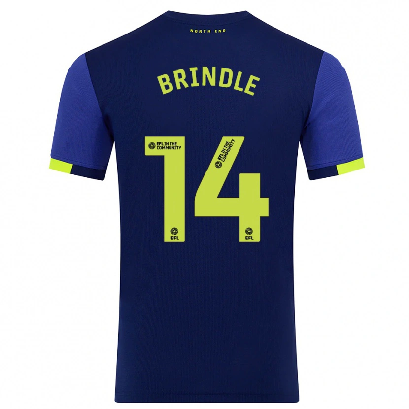 Danxen Hombre Camiseta Jonny Brindle #14 Azul Marino Amarillo 2ª Equipación 2025/26 La Camisa México