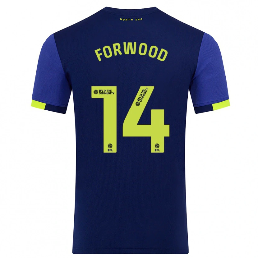Danxen Hombre Camiseta Charlie Forwood #14 Azul Marino Amarillo 2ª Equipación 2025/26 La Camisa México