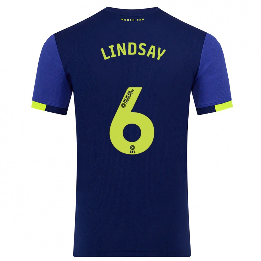 Danxen Hombre Camiseta Liam Lindsay #6 Azul Marino Amarillo 2ª Equipación 2025/26 La Camisa México