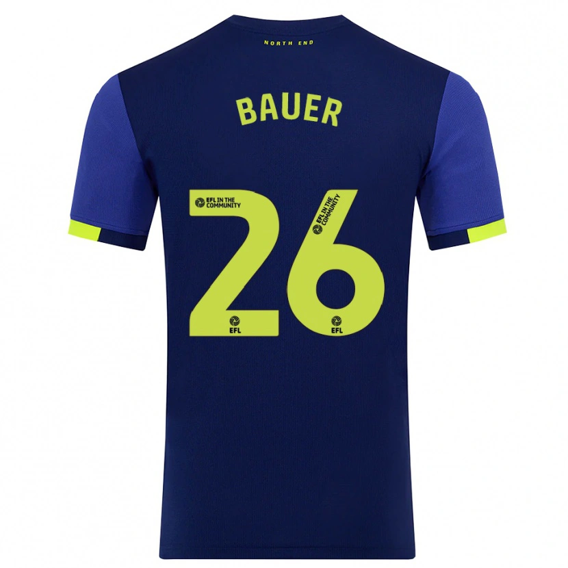 Danxen Hombre Camiseta Patrick Bauer #26 Azul Marino Amarillo 2ª Equipación 2025/26 La Camisa México