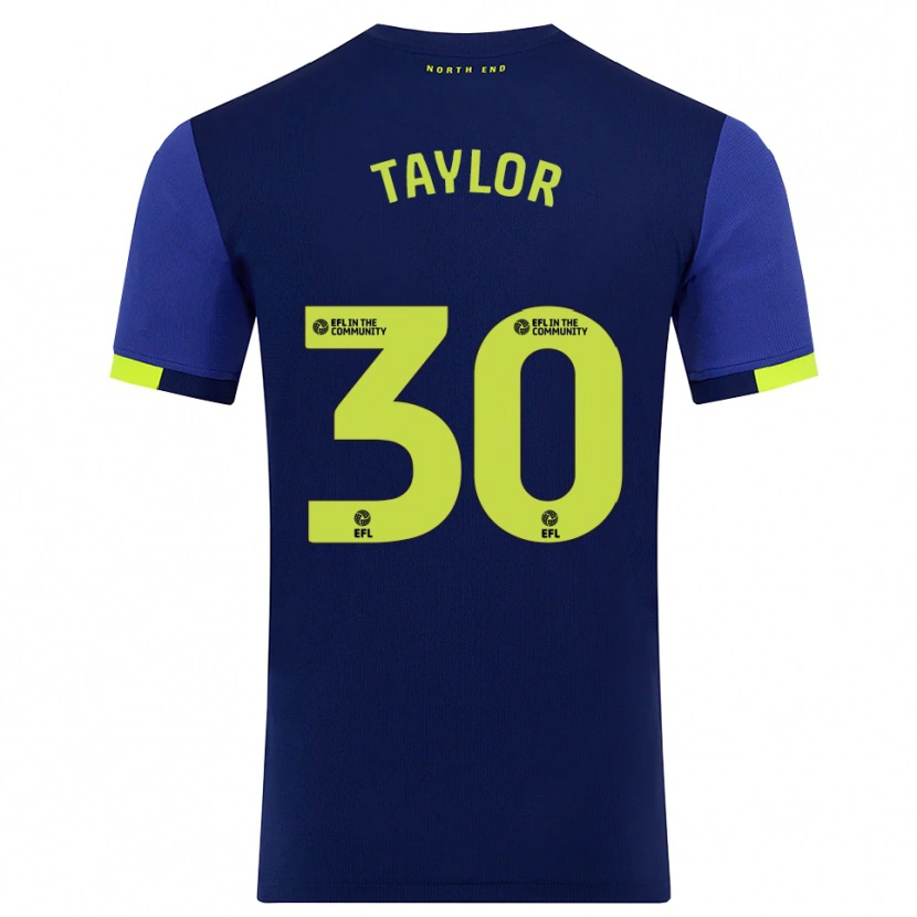 Danxen Hombre Camiseta Kian Taylor #30 Azul Marino Amarillo 2ª Equipación 2025/26 La Camisa México