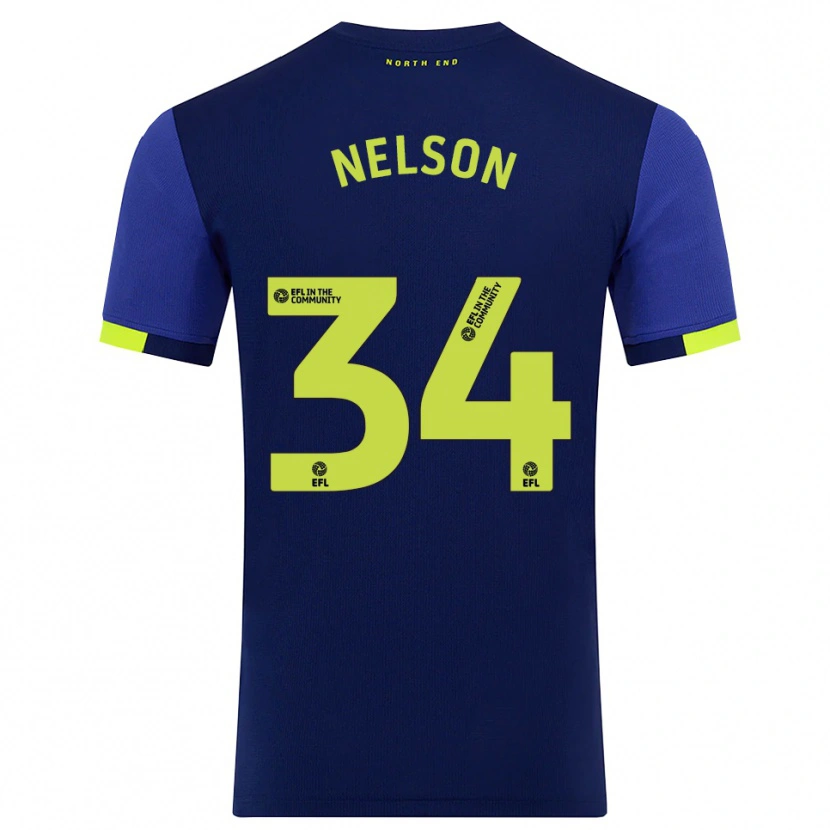 Danxen Hombre Camiseta Kitt Nelson #34 Azul Marino Amarillo 2ª Equipación 2025/26 La Camisa México