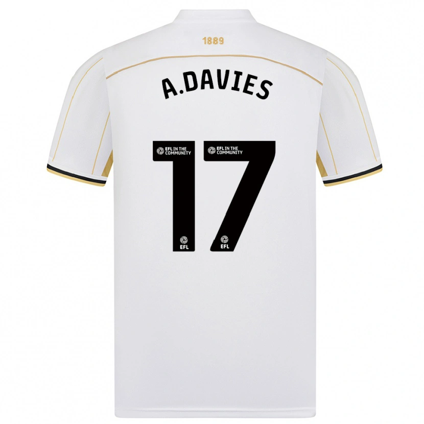 Danxen Hombre Camiseta Adam Davies #17 Blanco Oro 2ª Equipación 2025/26 La Camisa México