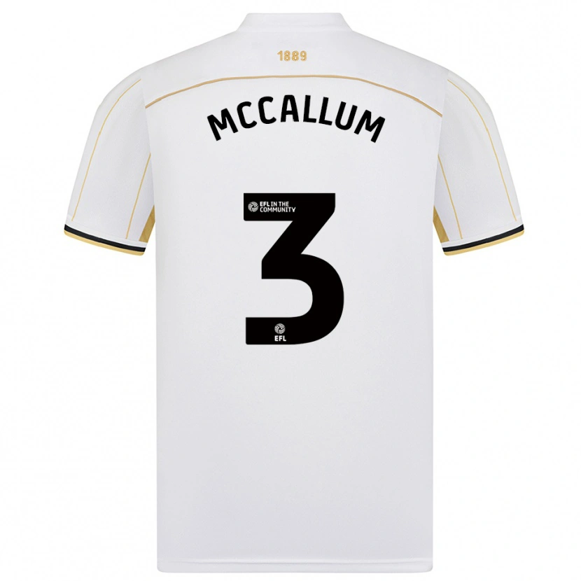 Danxen Hombre Camiseta Sam Mccallum #3 Blanco Oro 2ª Equipación 2025/26 La Camisa México