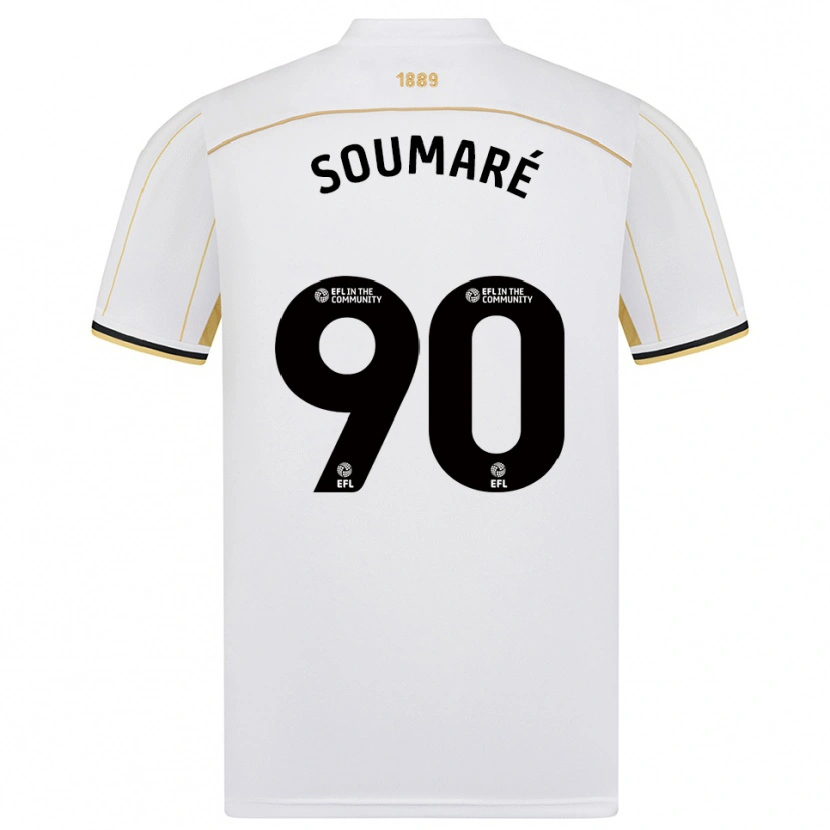 Danxen Hombre Camiseta Djibril Soumaré #90 Blanco Oro 2ª Equipación 2025/26 La Camisa México