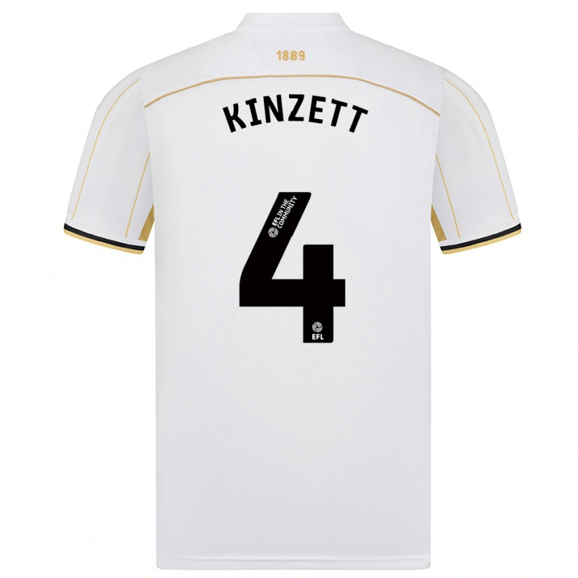 Danxen Hombre Camiseta Ella Kinzett #4 Blanco Oro 2ª Equipación 2025/26 La Camisa México