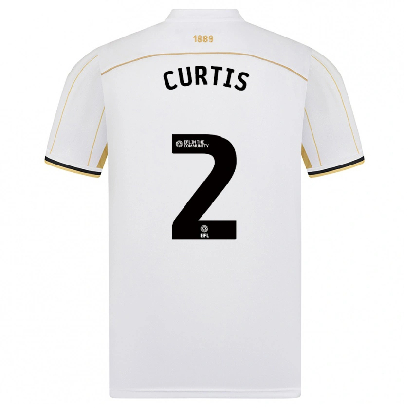 Danxen Hombre Camiseta Sam Curtis #2 Blanco Oro 2ª Equipación 2025/26 La Camisa México