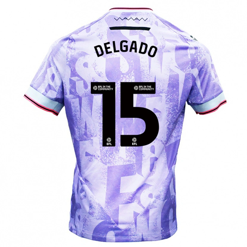 Danxen Hombre Camiseta Juan Delgado #15 Lila Blanco 2ª Equipación 2025/26 La Camisa México