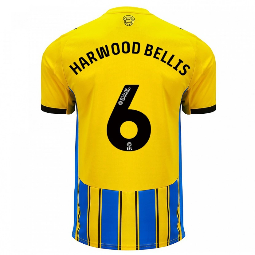 Danxen Hombre Camiseta Taylor Harwood-Bellis #6 Azul Amarillo 2ª Equipación 2025/26 La Camisa México