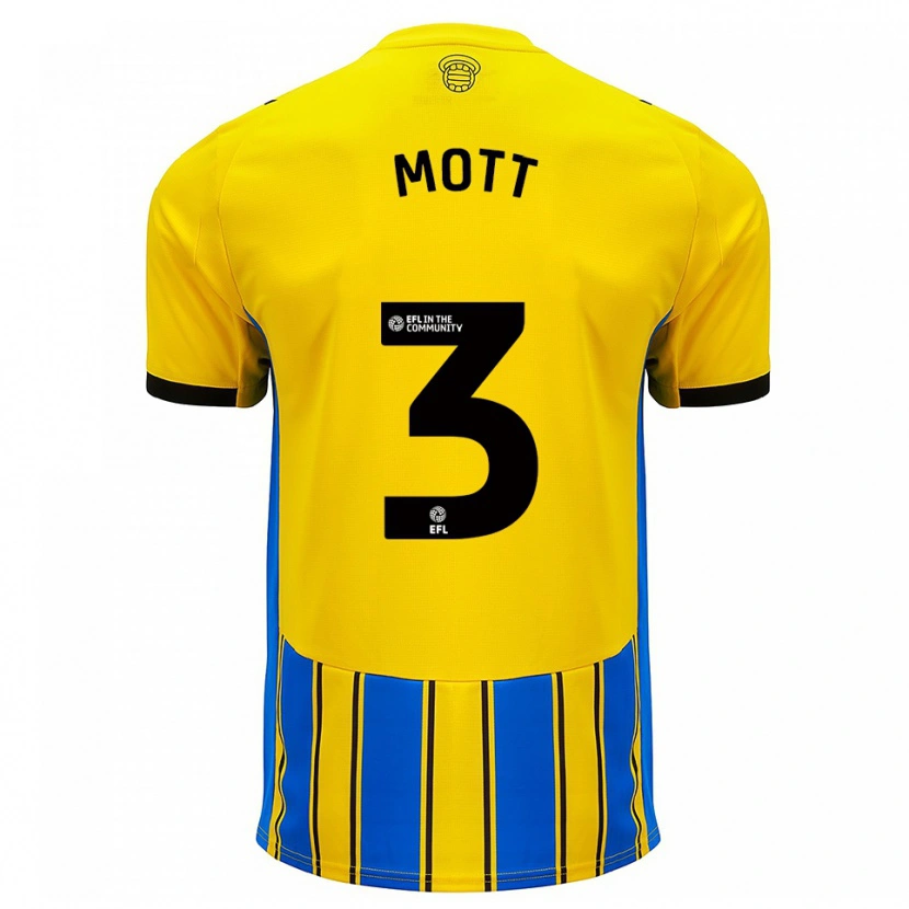 Danxen Hombre Camiseta Millicent Mott #3 Azul Amarillo 2ª Equipación 2025/26 La Camisa México