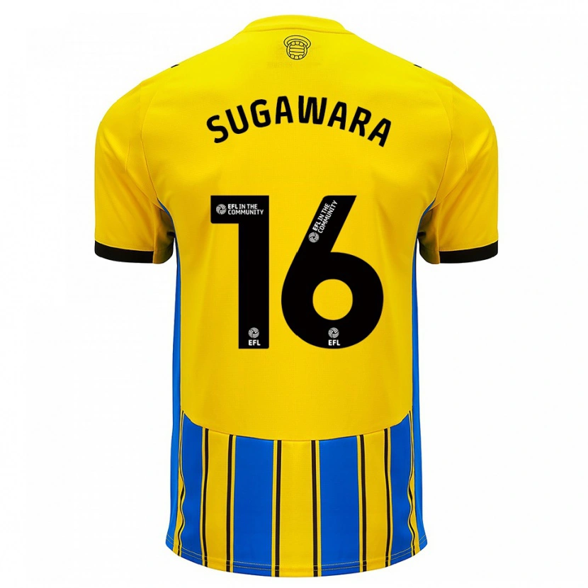 Danxen Hombre Camiseta Yukinari Sugawara #16 Azul Amarillo 2ª Equipación 2025/26 La Camisa México