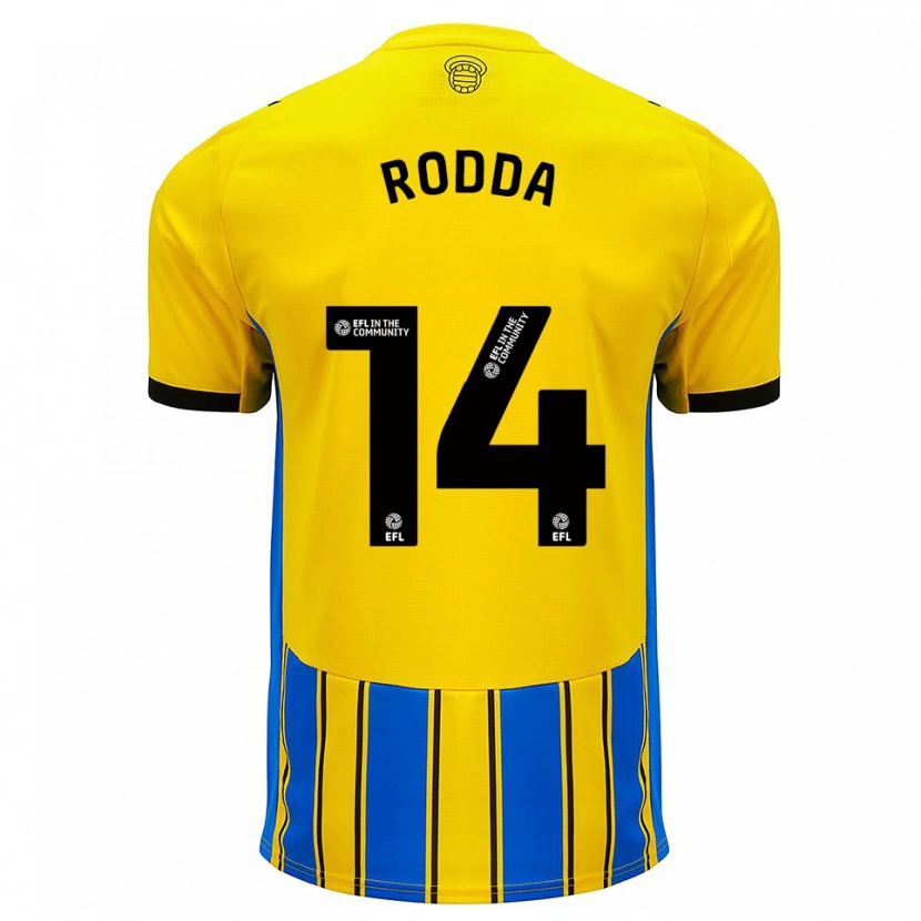 Danxen Hombre Camiseta Harry Rodda #14 Azul Amarillo 2ª Equipación 2025/26 La Camisa México