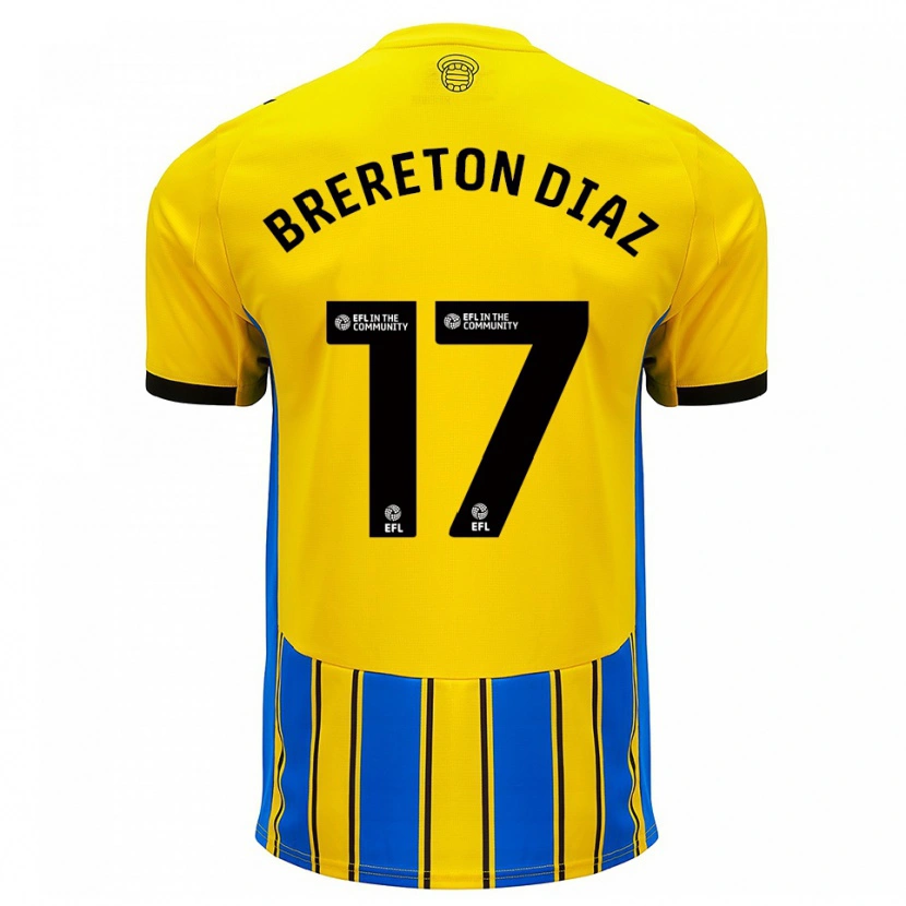 Danxen Hombre Camiseta Ben Brereton Díaz #17 Azul Amarillo 2ª Equipación 2025/26 La Camisa México