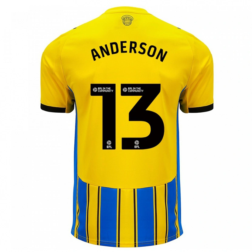Danxen Hombre Camiseta Calum Anderson #13 Azul Amarillo 2ª Equipación 2025/26 La Camisa México
