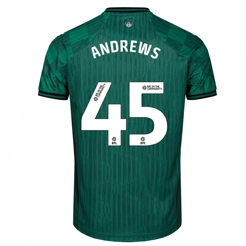 Danxen Hombre Camiseta Ryan Andrews #45 Verde Negro 2ª Equipación 2025/26 La Camisa México