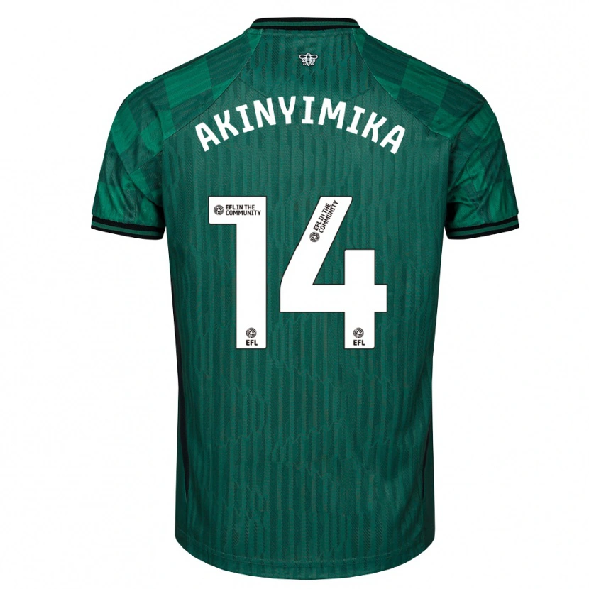 Danxen Hombre Camiseta Tobi Akinyimika #14 Verde Negro 2ª Equipación 2025/26 La Camisa México