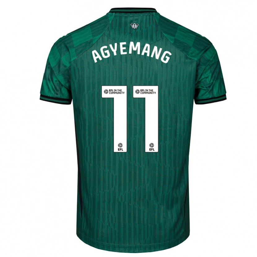 Danxen Hombre Camiseta Michelle Agyemang #11 Verde Negro 2ª Equipación 2025/26 La Camisa México