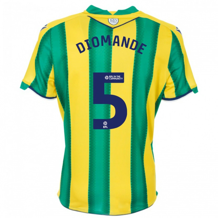 Danxen Hombre Camiseta Muhamed Diomande #5 Amarillo Verde 2ª Equipación 2025/26 La Camisa México
