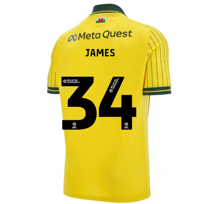Danxen Hombre Camiseta Aaron James #34 Amarillo Verde 2ª Equipación 2025/26 La Camisa México
