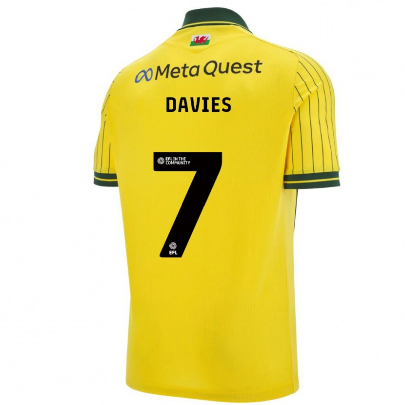 Danxen Hombre Camiseta Jordan Davies #7 Amarillo Verde 2ª Equipación 2025/26 La Camisa México