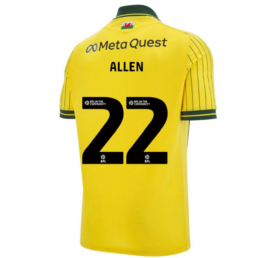 Danxen Hombre Camiseta Keren Allen #22 Amarillo Verde 2ª Equipación 2025/26 La Camisa México