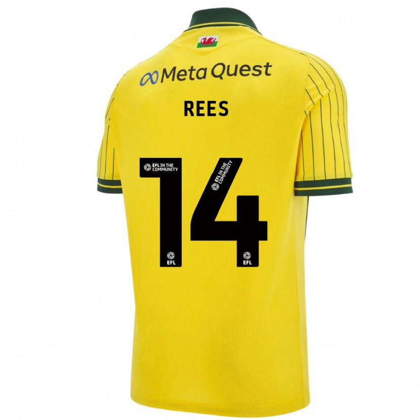 Danxen Hombre Camiseta Joe Rees #14 Amarillo Verde 2ª Equipación 2025/26 La Camisa México